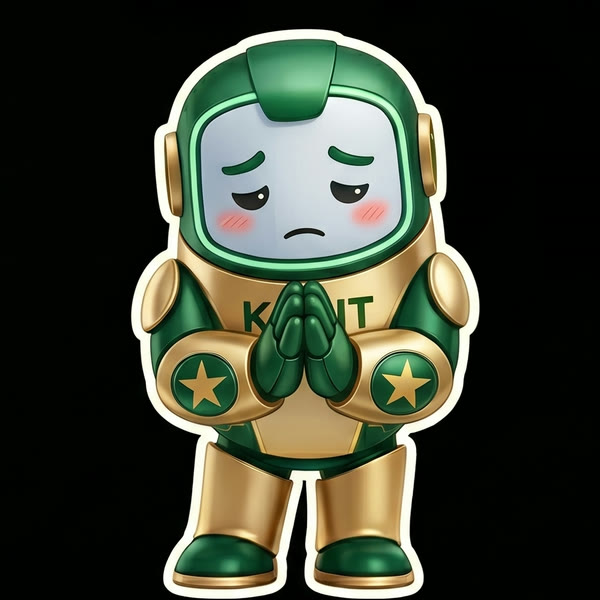 KOPIT mascot, hands clasped, waiting for launch